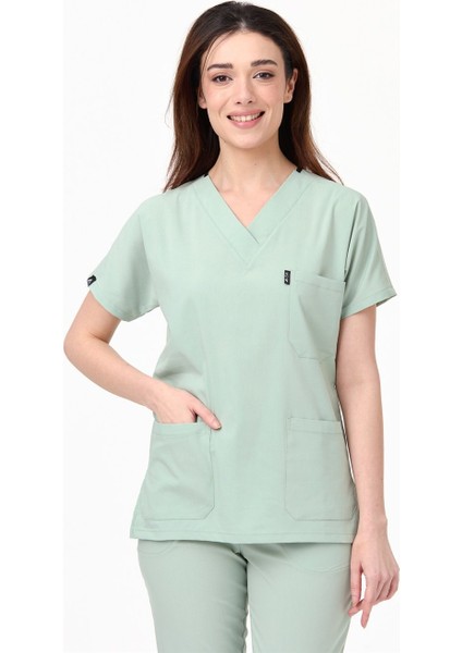 Ultralycra Spaniard - Likralı Doktor Hemşire Forma Takımı Scrubs Üniforma Cerrahi Takım (Kadın), Su Yeşili fırsatları
