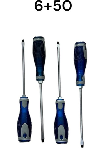 4'lü Düz Tornavida Seti – 6 mm ve 8 mm Uçlu Modeller