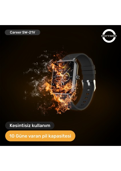 Career Akıllı Saat Bildirim,kalp Atış,uyku Takibi,spor,sağlık, Ios&android Uyumlu 44MM IP67 Uzun Pil Ömrü Türkçe Menü SW-21V