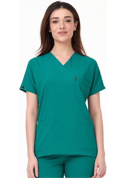 Ultralycra Spaniard - Likralı Doktor Hemşire Scrubs Tek Üst Cerrahi Forma (Kadın), Cerrahi Yeşil modelleri