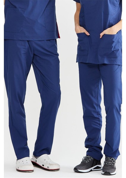 Ultralycra Basic - Likralı Doktor Hemşire Scrubs Tek Alt Cerrahi Forma (Unısex), Fırtına Mavi