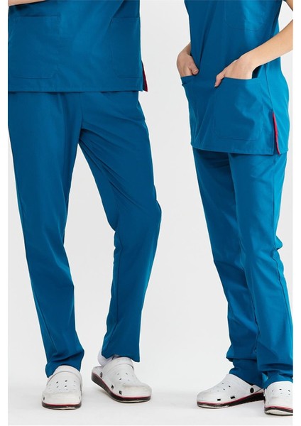 Ultralycra Basic - Likralı Doktor Hemşire Scrubs Tek Alt Cerrahi Forma (Unısex), Petrol Mavi