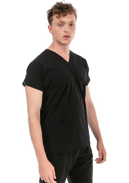 Ultralycra Basic - Likralı Doktor Hemşire Scrubs Tek Üst Cerrahi Forma (Unısex), Siyah fiyatları