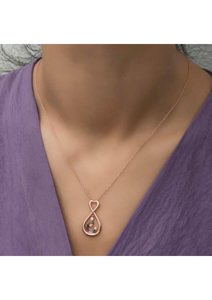 Gümüş Rose Sonsuz Kalpli Anne Çocuk Kolyesi fırsatları