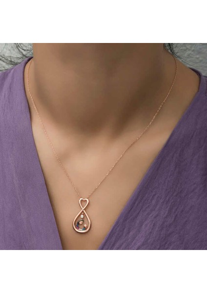 Gümüş Rose Sonsuz Kalpli Anne Çocuk Kolyesi indirimleri