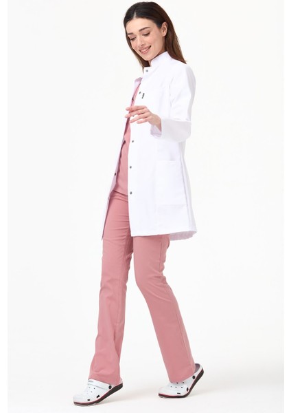 Hakim Yaka 85 cm Doktor Hemşire Öğretmen Önlüğü (Kadın), Beyaz