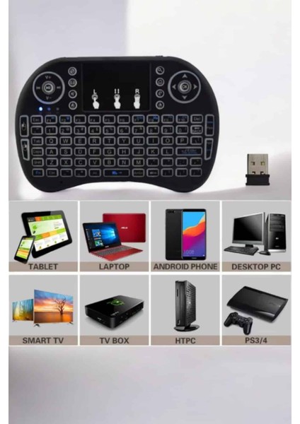 USB Bağlantılı Mini Q Klavye Işıklı Tüm Cihazlara Uyumlu