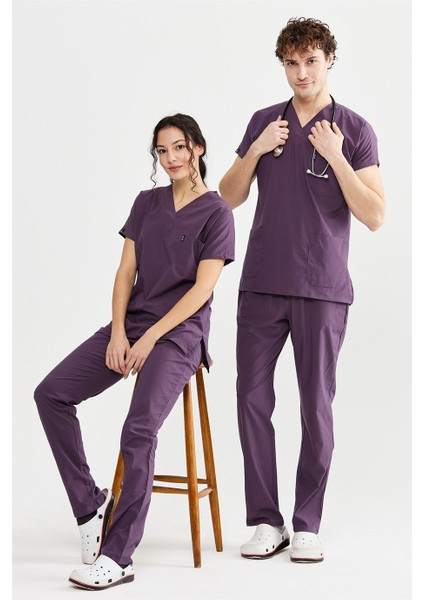 Ultralycra Basic - Likralı Doktor Hemşire Forma Takımı Scrubs Üniforma Cerrahi Takım (Unısex), Gül Kurusu fiyatları