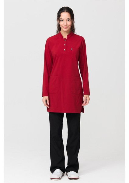 Ultralycra Harmony/modest - Likralı Doktor Hemşire Tesettür Forma Takımı Scrubs Üniforma Cerrahi Takım, Kırmızı/siyah modelleri