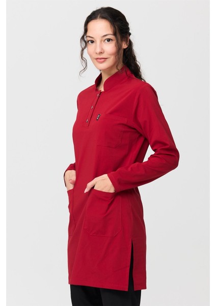 Ultralycra Harmony/modest - Likralı Doktor Hemşire Tesettür Forma Takımı Scrubs Üniforma Cerrahi Takım, Kırmızı/siyah fırsatları