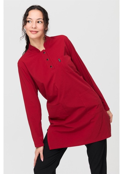 Ultralycra Harmony/modest - Likralı Doktor Hemşire Tesettür Forma Takımı Scrubs Üniforma Cerrahi Takım, Kırmızı/siyah indirimleri