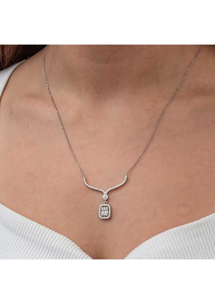 Gümüş Baget Taşlı Gerdanlık Model Kadın Kolye fiyatları