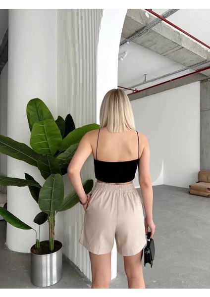 Çıtçıtlı Gabardin Şort