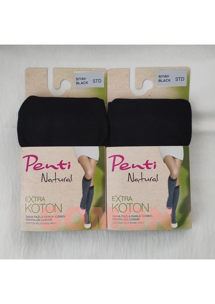 Siyah Bambu Pantolon Çorap 2'li