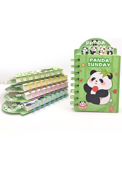 Sevimli Panda Ayraçlı Mini Not Defteri (9X14,5 Cm) - Süslü Panda