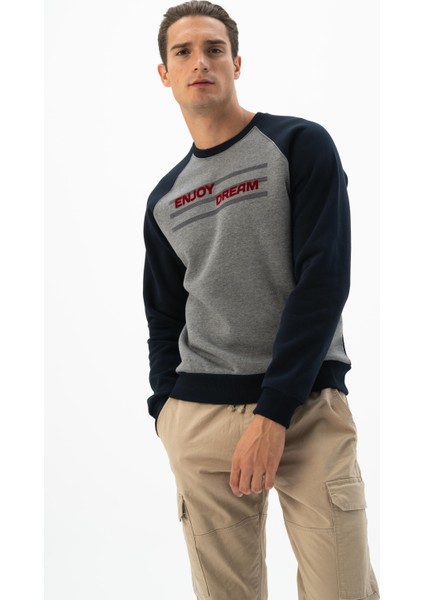 Erkek Büyük Beden Bisiklet Yaka Sweatshirt K24124884401