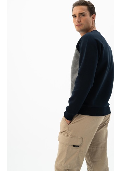 Erkek Büyük Beden Bisiklet Yaka Sweatshirt K24124884401