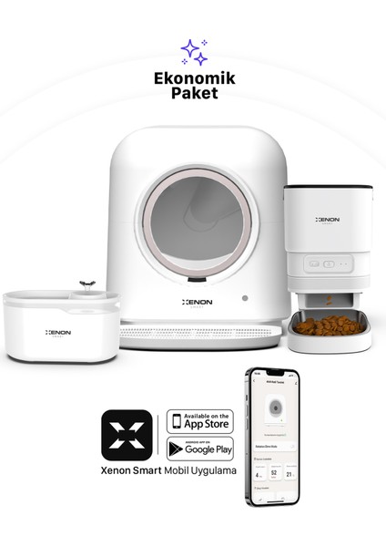 Akıllı Otomatik Kedi Tuvaleti Paslanmaz Çelik Kaseli Mama Kabı Ultra Sessiz LED Işıklı Su Pınarı 3'lü Pet Seti fiyatları