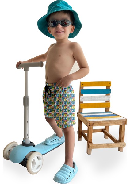 Renkli Desenli Standart Boy Erkek Çocuk Mayo Deniz Şortu indirimleri