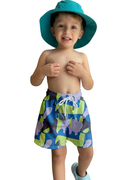 Renkli Desenli Standart Boy Erkek Çocuk Mayo Deniz Şortu fiyatları