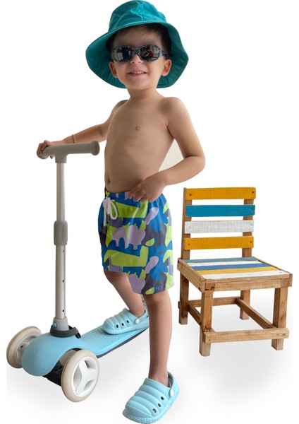 Renkli Desenli Standart Boy Erkek Çocuk Mayo Deniz Şortu fırsatları