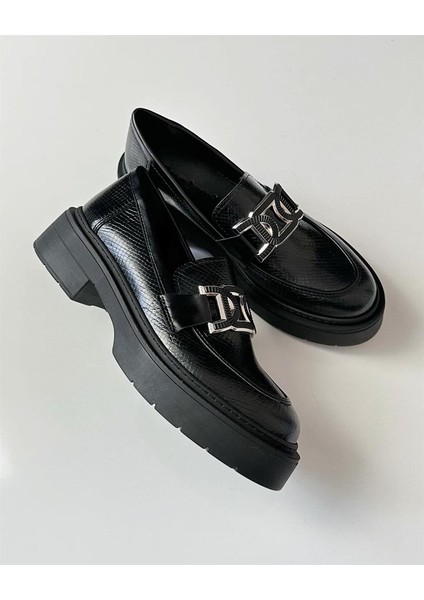Krıste Bell 020 Siyah Kroko Tokalı Günlük Loafer Kadın Ayakkabı fırsatları