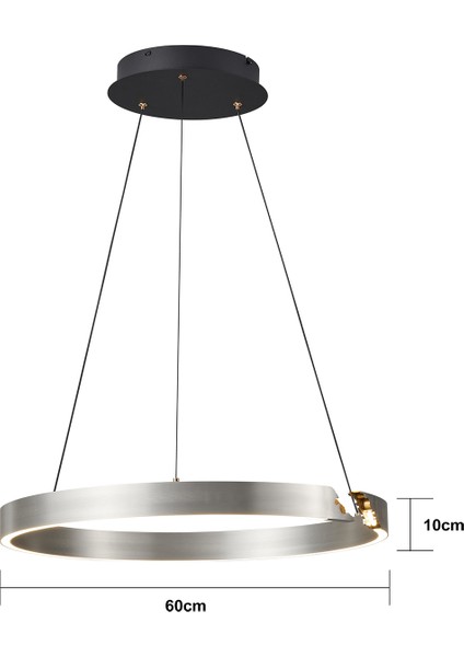 Late Gri 60'lık Yuvarlak 41 Watt Modern Sarkıt Salon LED Avize