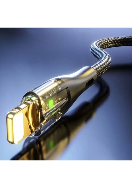 LED Işık Uçlu Sağlam Ip Kablolu USB To Lightning Hızlı Şarj Kablosu (4887)