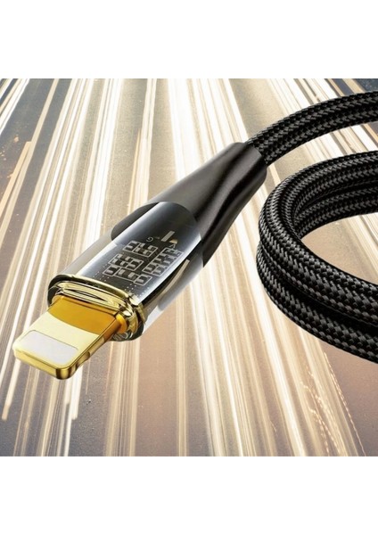 LED Işık Uçlu Sağlam Ip Kablolu USB To Lightning Hızlı Şarj Kablosu (4887)