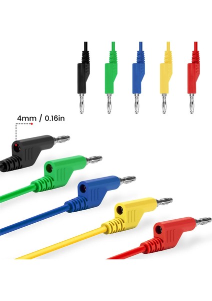 5 Renkli 1 Metre 1000V - 19A Multımetre Test Uçları Kablo Kiti (4887)