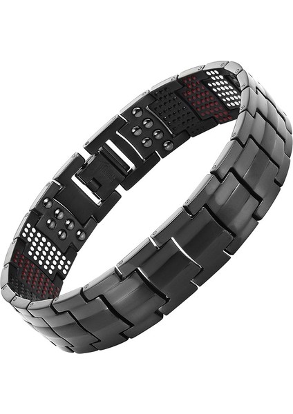 21CM Tarzı EMBT015B Vivari Erkek Sağlığı Manyetik Bilezik Gümüş Kaplama Saf Titanyum Bileklik Manyetik Iyon Germanium Uzak Kızılötesi Bilezik (Yurt Dışından)