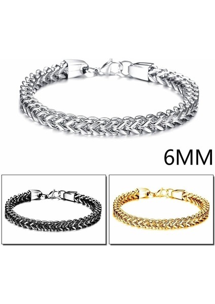 6mm-Altın Erkekler Için Moda W Stil Titanyum Çelik Bileklik Küba Siyahaltıngümüş Bilezik Takı Sevgililer Günü Takıları (Yurt Dışından) fırsatları