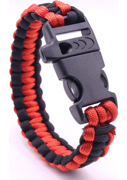 HJTA819 Ayarlanabilir Boyutlu Outdoor Hayatta Kalma Bileklik Erkek Kadın Çok Fonksiyonlu Kamp Kurtarma Acil Halat Bilezik Pusula Düdük Bıçak (Yurt Dışından)