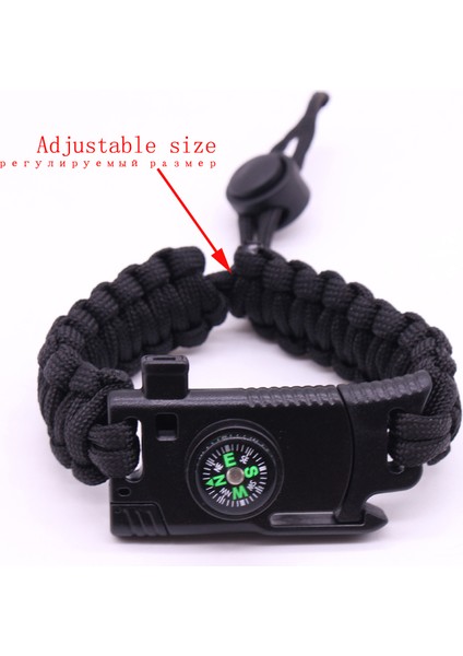 HJTA819 Ayarlanabilir Boyutlu Outdoor Hayatta Kalma Bileklik Erkek Kadın Çok Fonksiyonlu Kamp Kurtarma Acil Halat Bilezik Pusula Düdük Bıçak (Yurt Dışından) indirimleri