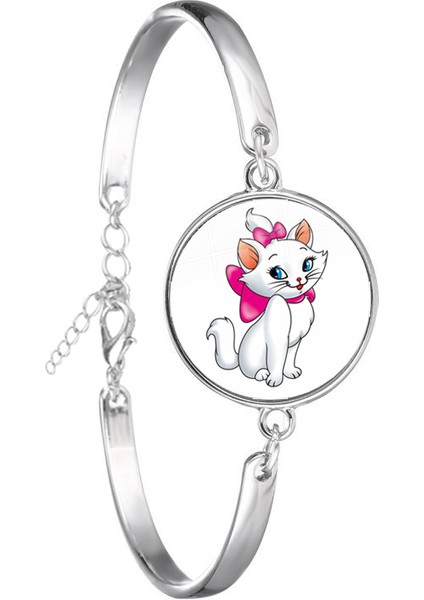 No.1 Boyutu Anime Çizgi Film The Aristocats Cam Kupka Bileklik Sevimli Takı Marie Kedi Moda Zincir Bilezik Kadınlar Erkekler Çocuklar Hediye (Yurt Dışından) fırsatları