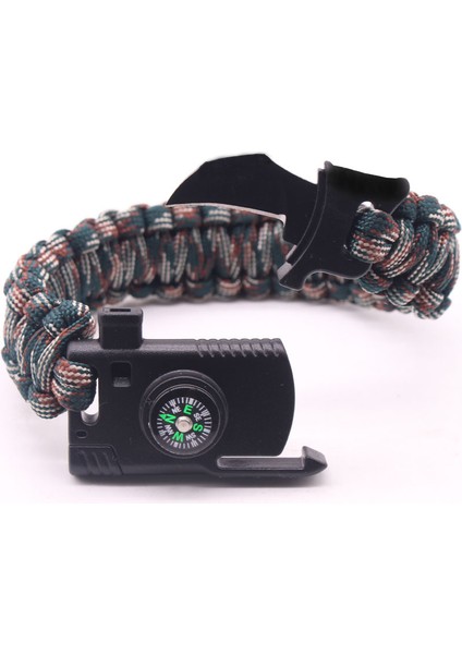 HJTA804 Ayarlanabilir Boyutlu Outdoor Hayatta Kalma Bileklik Erkek Kadın Çok Fonksiyonlu Kamp Kurtarma Acil Halat Bilezik Pusula Düdük Bıçak (Yurt Dışından)