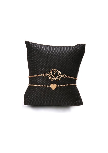 Kalp Ipi 3 Basit Kadın Boş Lotus Kalp Altın Renk Zincir Bilezik Bileklik Kadınlar Için Boho Takı Moda Aksesuarları Arkadaş Hediyeleri (Yurt Dışından)