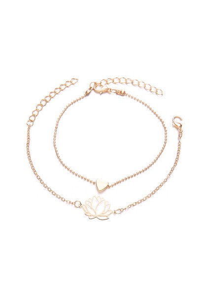 Kalp Ipi 3 Basit Kadın Boş Lotus Kalp Altın Renk Zincir Bilezik Bileklik Kadınlar Için Boho Takı Moda Aksesuarları Arkadaş Hediyeleri (Yurt Dışından)