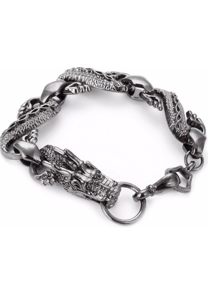SL507 Siyah Alev Ejderha Boncuklu Bileklik Erkekler Vintage Cadılar Bayramı Takı Alaşım Metal Bileklikler ve Bilezikler Homme (Yurt Dışından) modelleri