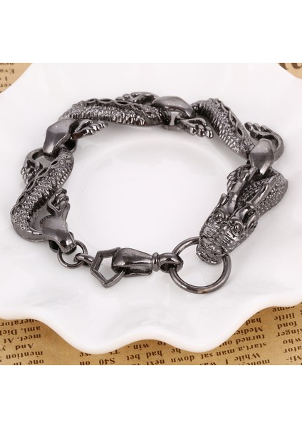 SL507 Siyah Alev Ejderha Boncuklu Bileklik Erkekler Vintage Cadılar Bayramı Takı Alaşım Metal Bileklikler ve Bilezikler Homme (Yurt Dışından) fırsatları