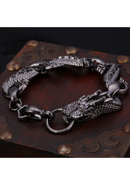 SL507 Siyah Alev Ejderha Boncuklu Bileklik Erkekler Vintage Cadılar Bayramı Takı Alaşım Metal Bileklikler ve Bilezikler Homme (Yurt Dışından) indirimleri