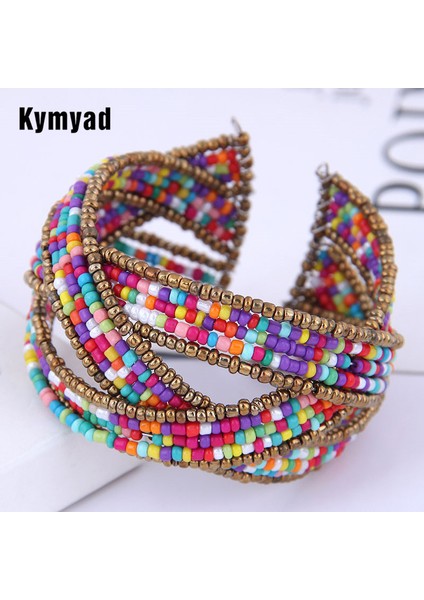 Renk 1 Kymyad Bohem Takı Boncuklu Kolluk Bilezik Çok Katmanlı Bilezikler ve Bileklikler Kadınlar Için Bijoux Bilezik Femme 4 Renk Açık Bilezik (Yurt Dışından)