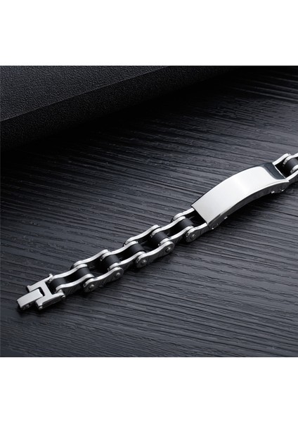 NO.80667 Beden Zorcvens Paslanmaz Çelik Silikon Siyah Bileklik Erkek Bilezik Punk Tarzı Yeni Tasarım Erkek Bileklik Basit Kauçuk Şans Pulsera (Yurt Dışından) fırsatları