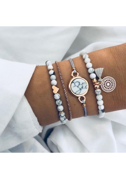 Aşk Dıezı Bohem El Yapımı Örgü Kalp Uzun Püsküllü Bilezik Setleri Kadın Yeni Gri Halat Zincir Bileklik Takılar Noel Hediyesi (Yurt Dışından) fiyatları