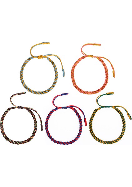 No.6 Boyutu Kadınlar ve Erkekler Için Tibetli Dokuma Halat Bileklik Yapay Ipek Zincir Ayarlanabilir Şanslı Halat Mısır Düğüm Bilezik Takı (Yurt Dışından)
