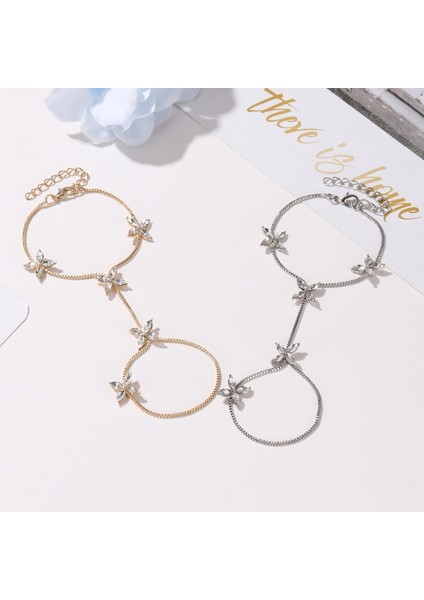 Altın Küçük Taze Bileklik Zarif ve Narin At Gözü Zirkon Parmak Bilekliği Kadın Karakter Dört Yapraklı Çiçek Bileklik (Yurt Dışından) modelleri