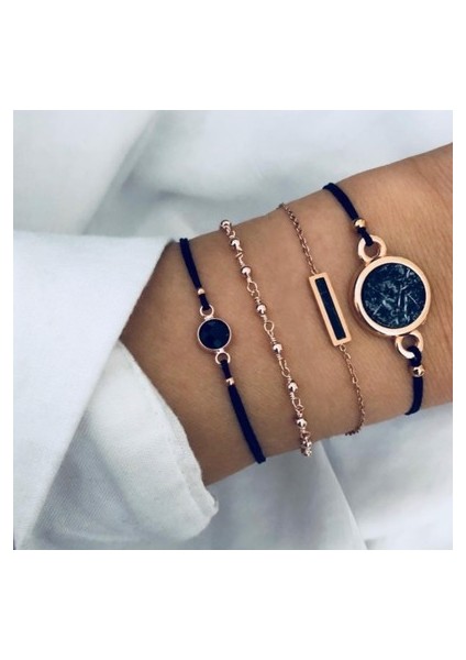 Siyah Yuvarlak Dıezı Bohem El Yapımı Örgü Kalp Uzun Püsküllü Bilezik Setleri Kadın Yeni Gri Halat Zincir Bileklik Takılar Noel Hediyesi (Yurt Dışından)