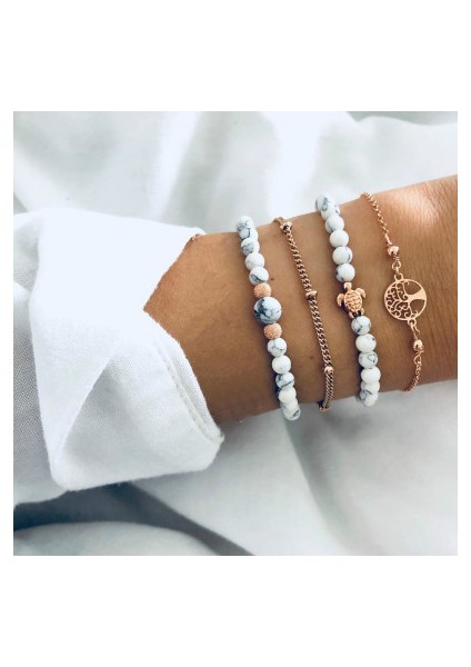 Ağaç Kaplumbağası Dıezı Bohem El Yapımı Örgü Kalp Uzun Püsküllü Bilezik Setleri Kadın Yeni Gri Halat Zincir Bileklik Takılar Noel Hediyesi (Yurt Dışından)