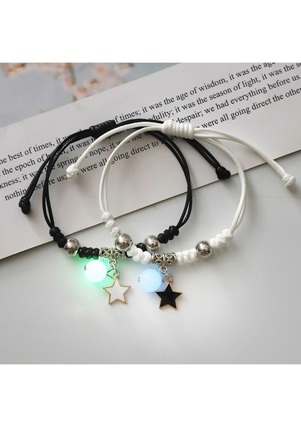 No.10 Boyutu 2021 Parlak Kedi Yıldız Ay Bileklik Çift El Yapımı Ayarlanabilir Halat Eşleşen Arkadaş Bileklik Sonsuz Aşk Aksesuarları Hediyeler (Yurt Dışından) modelleri
