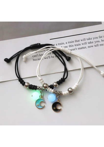 No.10 Boyutu 2021 Parlak Kedi Yıldız Ay Bileklik Çift El Yapımı Ayarlanabilir Halat Eşleşen Arkadaş Bileklik Sonsuz Aşk Aksesuarları Hediyeler (Yurt Dışından) fırsatları